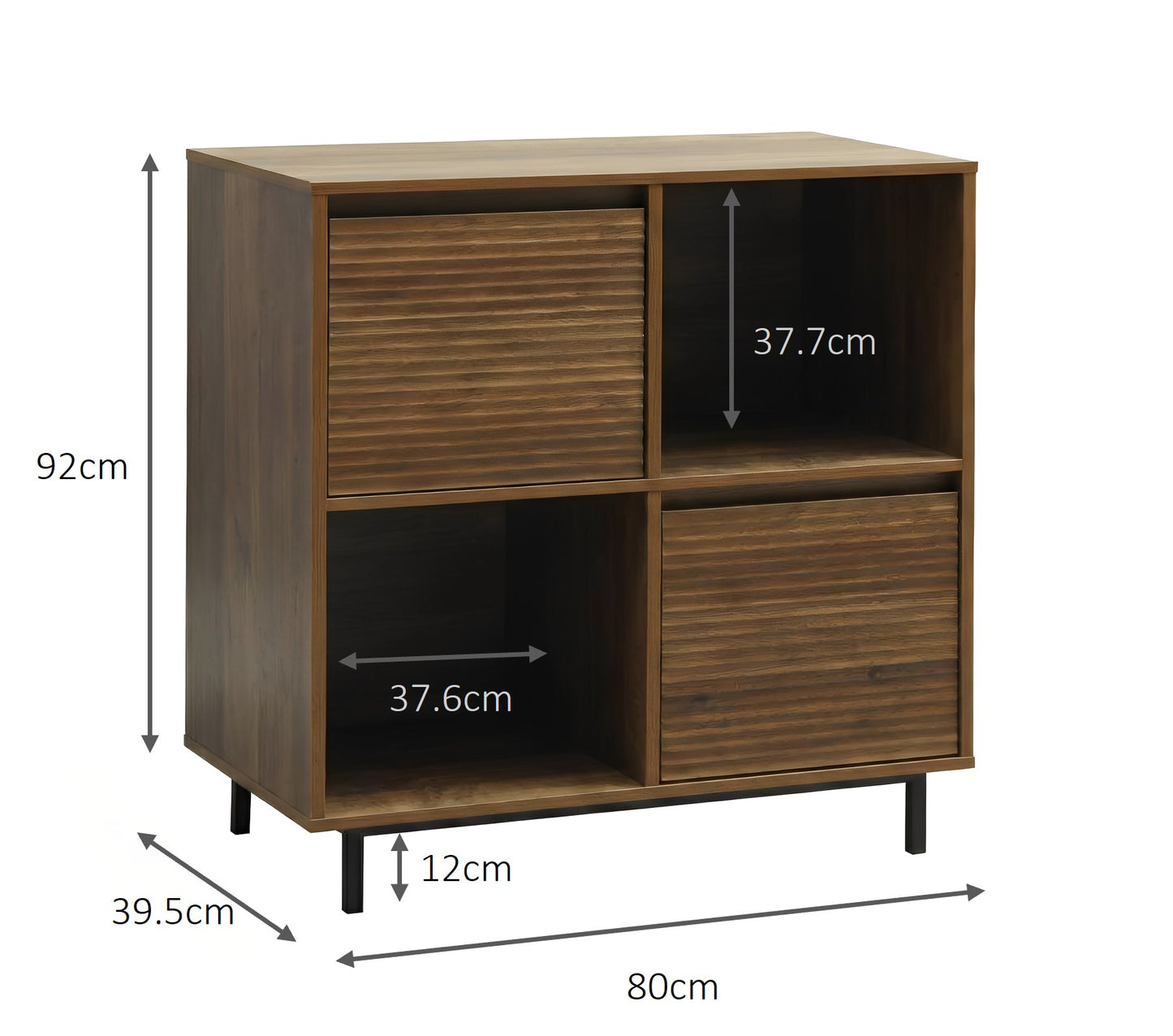 Cavin Sideboard 2 Door 2 Cubby Shelf - Dark Wood Effect