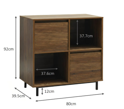 Cavin Sideboard 2 Door 2 Cubby Shelf - Dark Wood Effect
