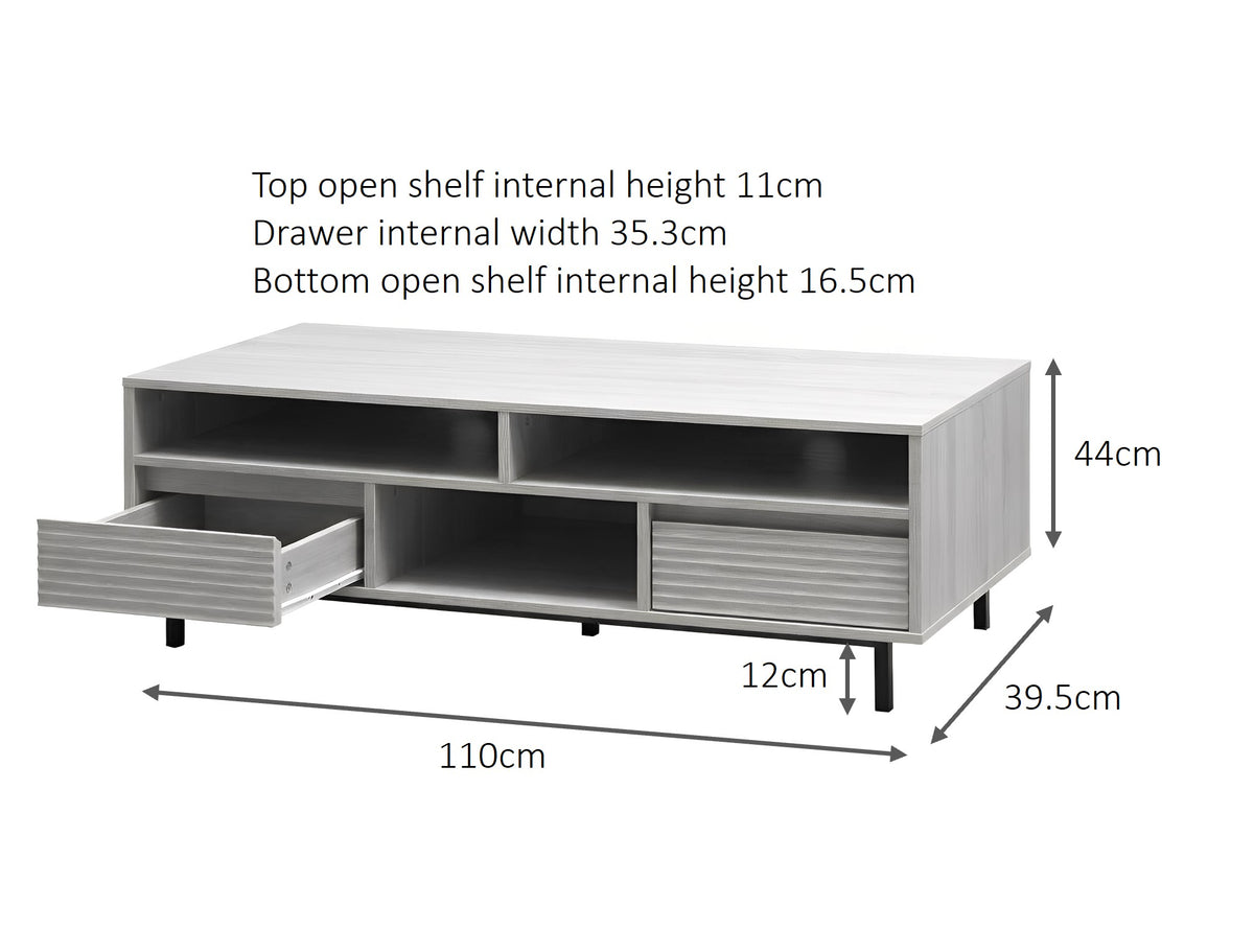 Cavin TV Cabinet with 2 Drawer - Light Oak Effect