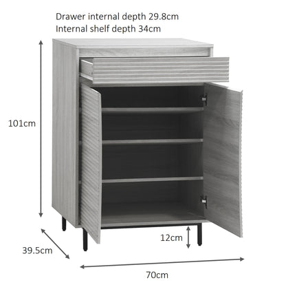 Cavin Shoe Cabinet 2 Door 1 Drawer - Light Wood Effect