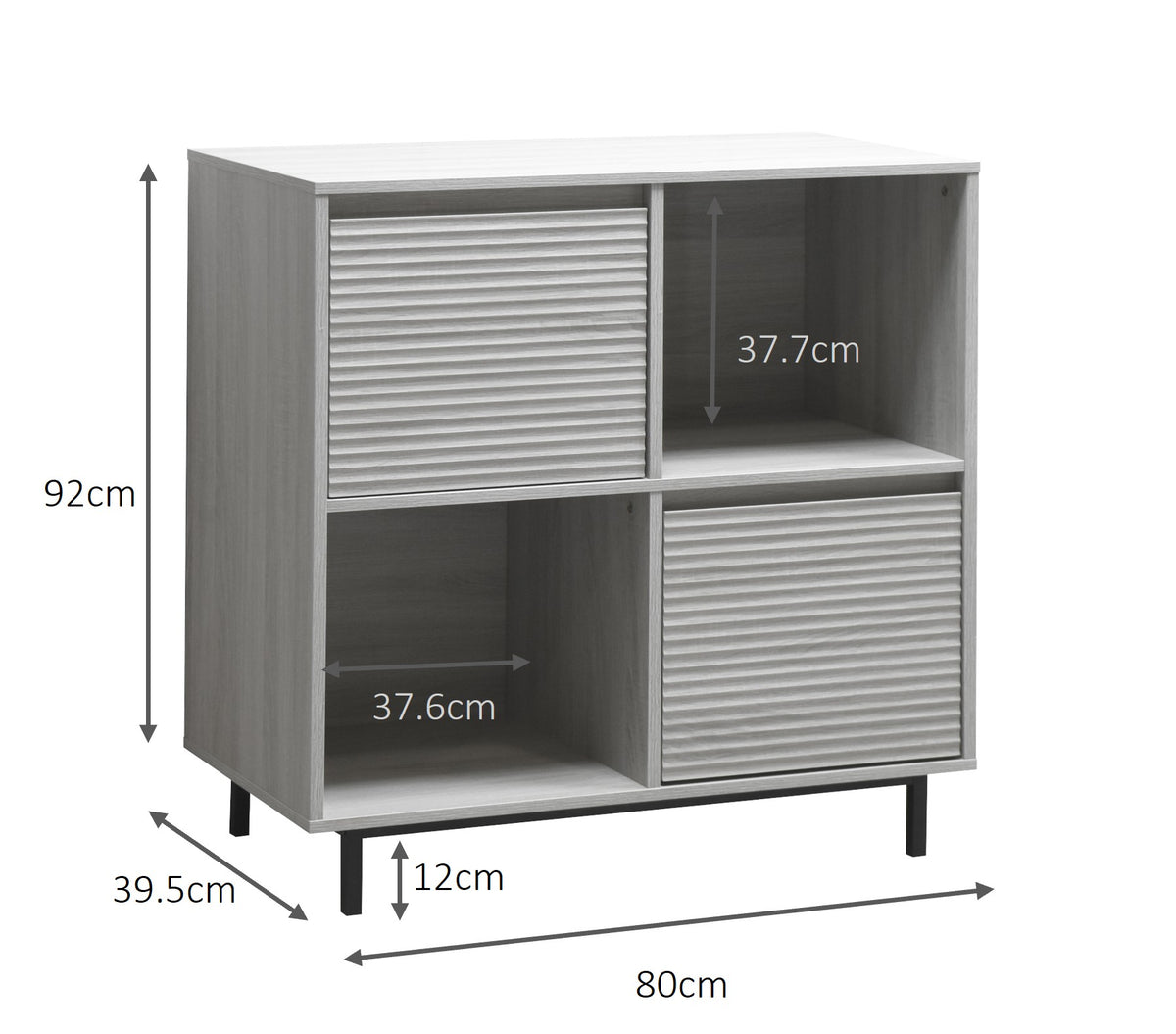 Cavin Sideboard 2 Door 2 Cubby Shelf - Light Wood Effect