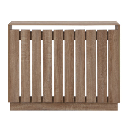 Eve Natural Oak Effect Radiator Cover Medium – Modern Slatted Wooden Radiator Cabinet