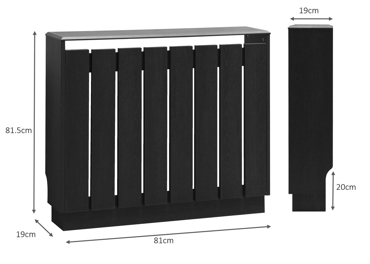 Eve Black Oak Effect Radiator Cover Small – Modern Slatted Wooden Radiator Cabinet