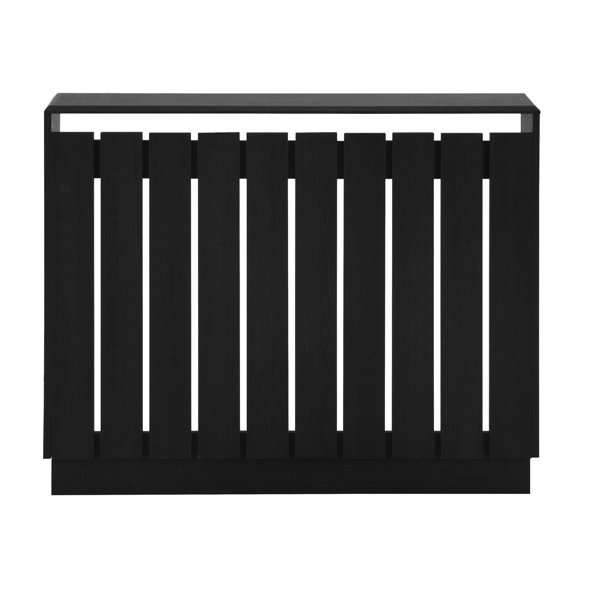 Eve Black Oak Effect Radiator Cover Medium – Modern Slatted Wooden Radiator Cabinet