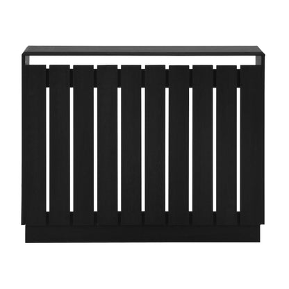 Eve Black Oak Effect Radiator Cover Medium – Modern Slatted Wooden Radiator Cabinet