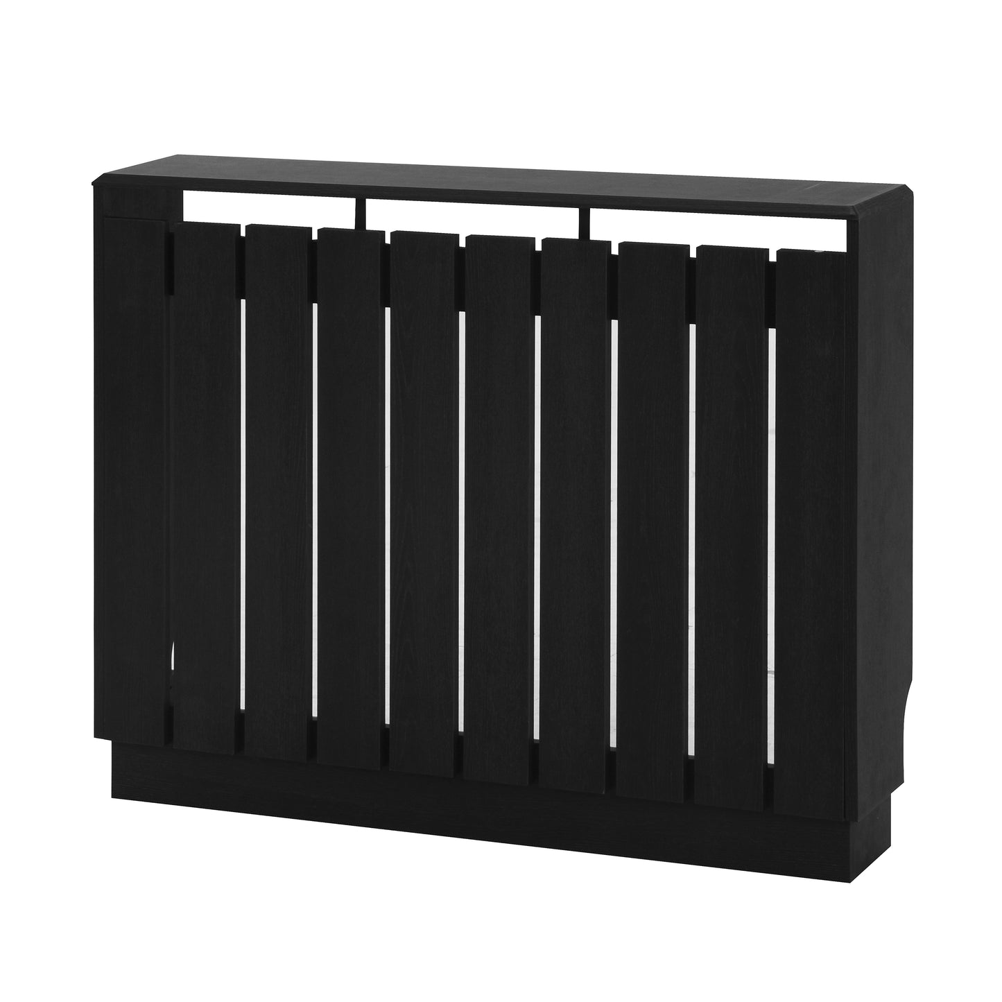 Eve Black Oak Effect Radiator Cover Medium – Modern Slatted Wooden Radiator Cabinet
