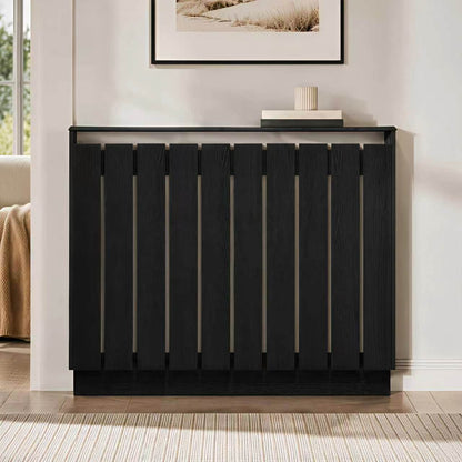 Eve Black Oak Effect Radiator Cover Medium – Modern Slatted Wooden Radiator Cabinet
