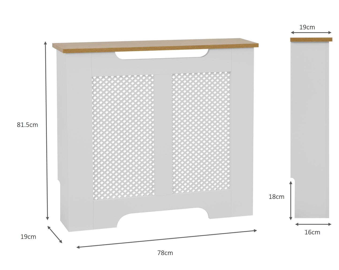 Eleanor Radiator Cover  Small - White and Oak Effect Top