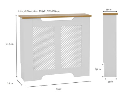 Eleanor Radiator Cover  Small - White and Oak Effect Top