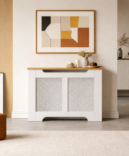 Eleanor Radiator Cover Medium - White and Oak Effect Top