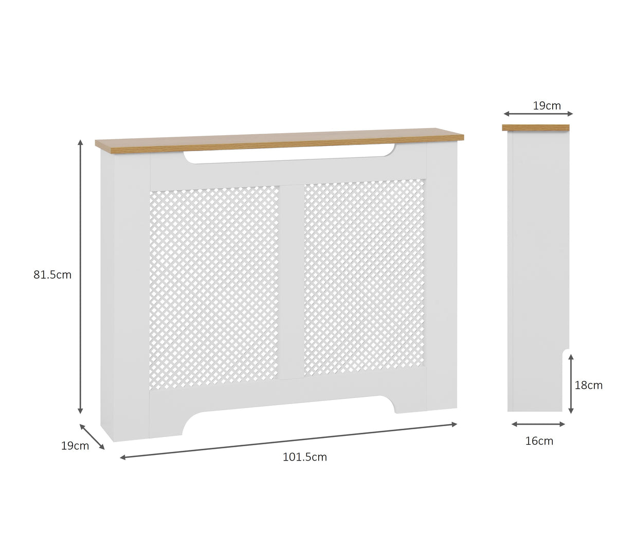 Eleanor Radiator Cover Medium - White and Oak Effect Top