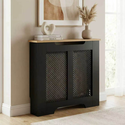 Eleanor Radiator Cover  Small - Black and Oak Effect Top