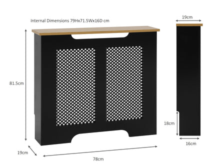 Eleanor Radiator Cover  Small - Black and Oak Effect Top