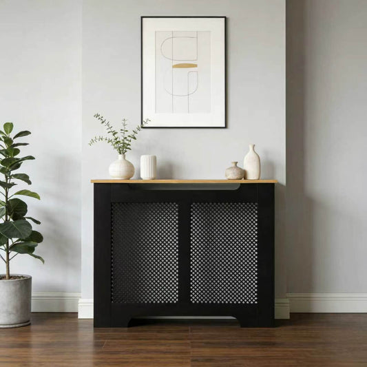 Eleanor Radiator Cover Medium - Black and Oak Effect Top