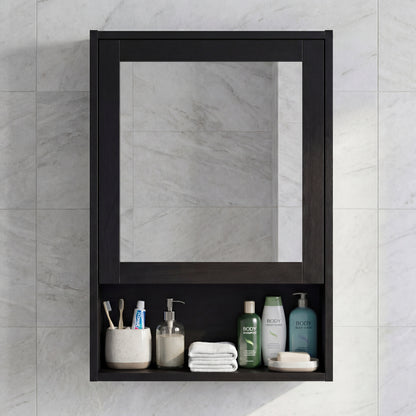Gaia Single Door Mirror Cabinet - Black oak effect