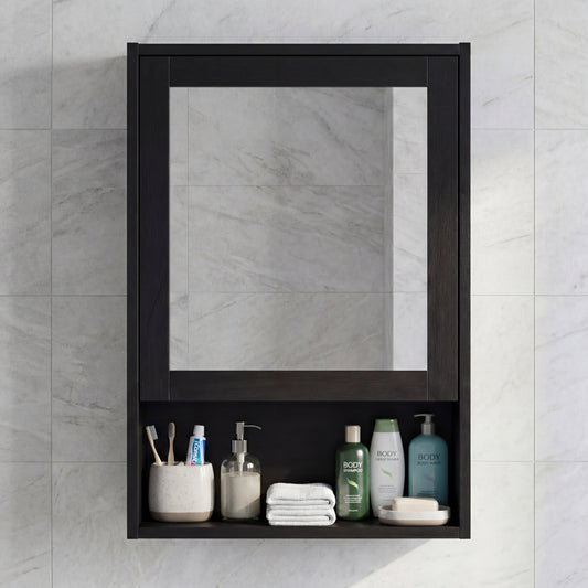 Gaia Single Door Mirror Cabinet - Black oak effect