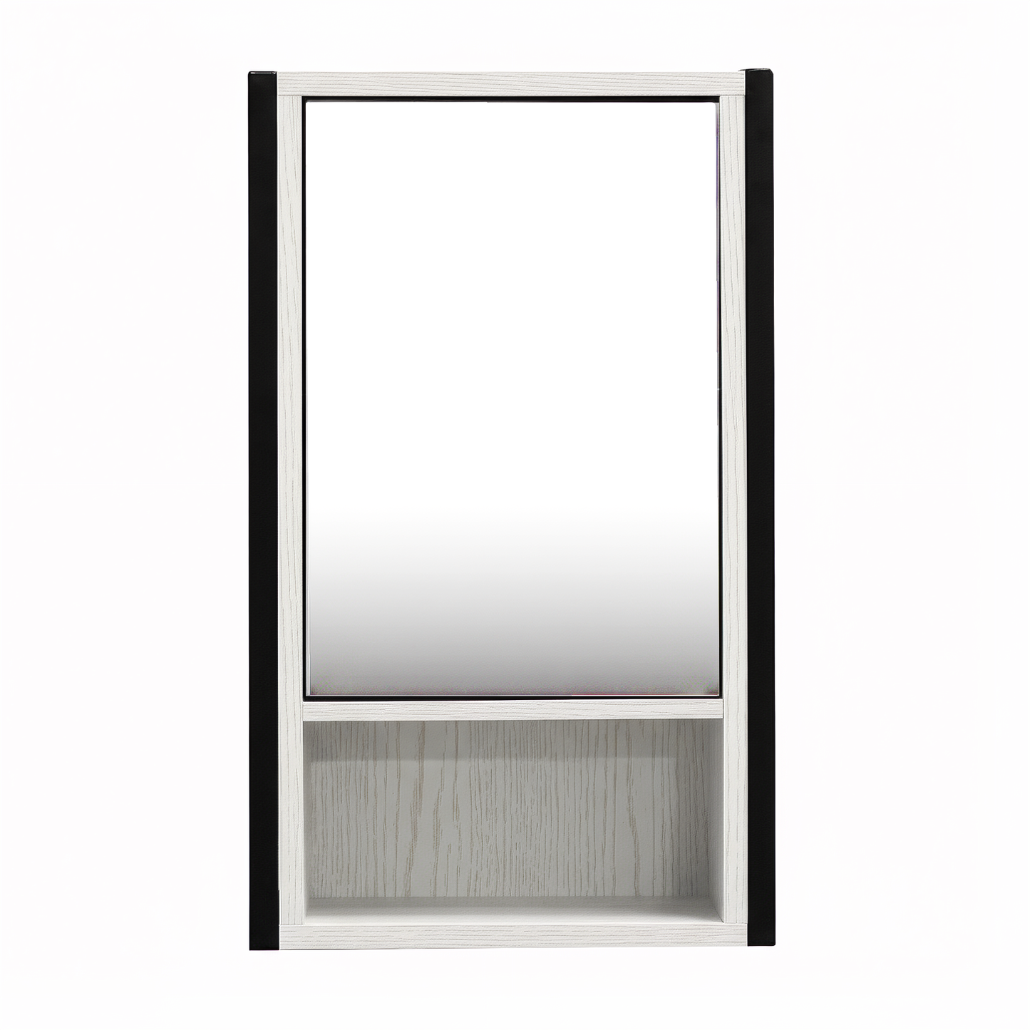 Rivet Single Mirrored Door Cabinet - White Wood Effect