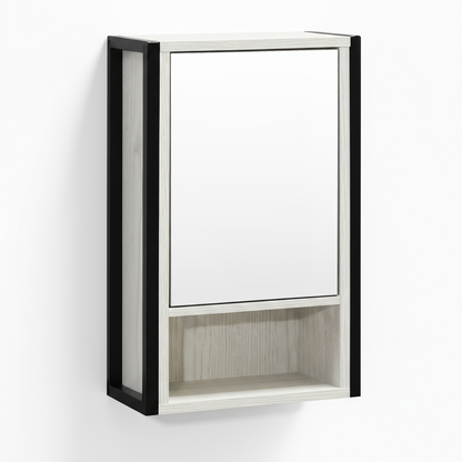 Rivet Single Mirrored Door Cabinet - White Wood Effect