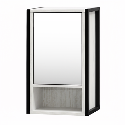 Rivet Single Mirrored Door Cabinet - White Wood Effect