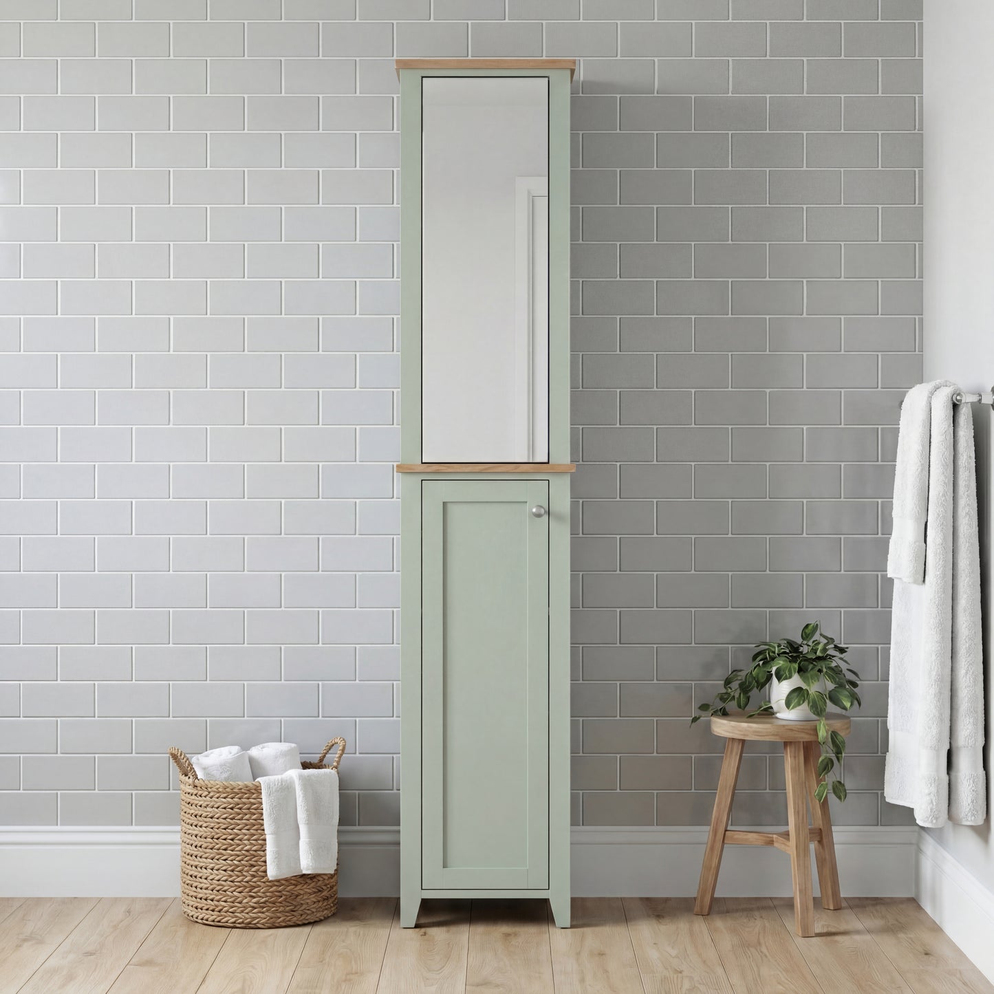 Olivia Tallboy with Mirrored Door - Sea Foam