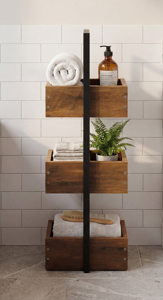 Rivet 3 Tier Caddy - Wood Effect