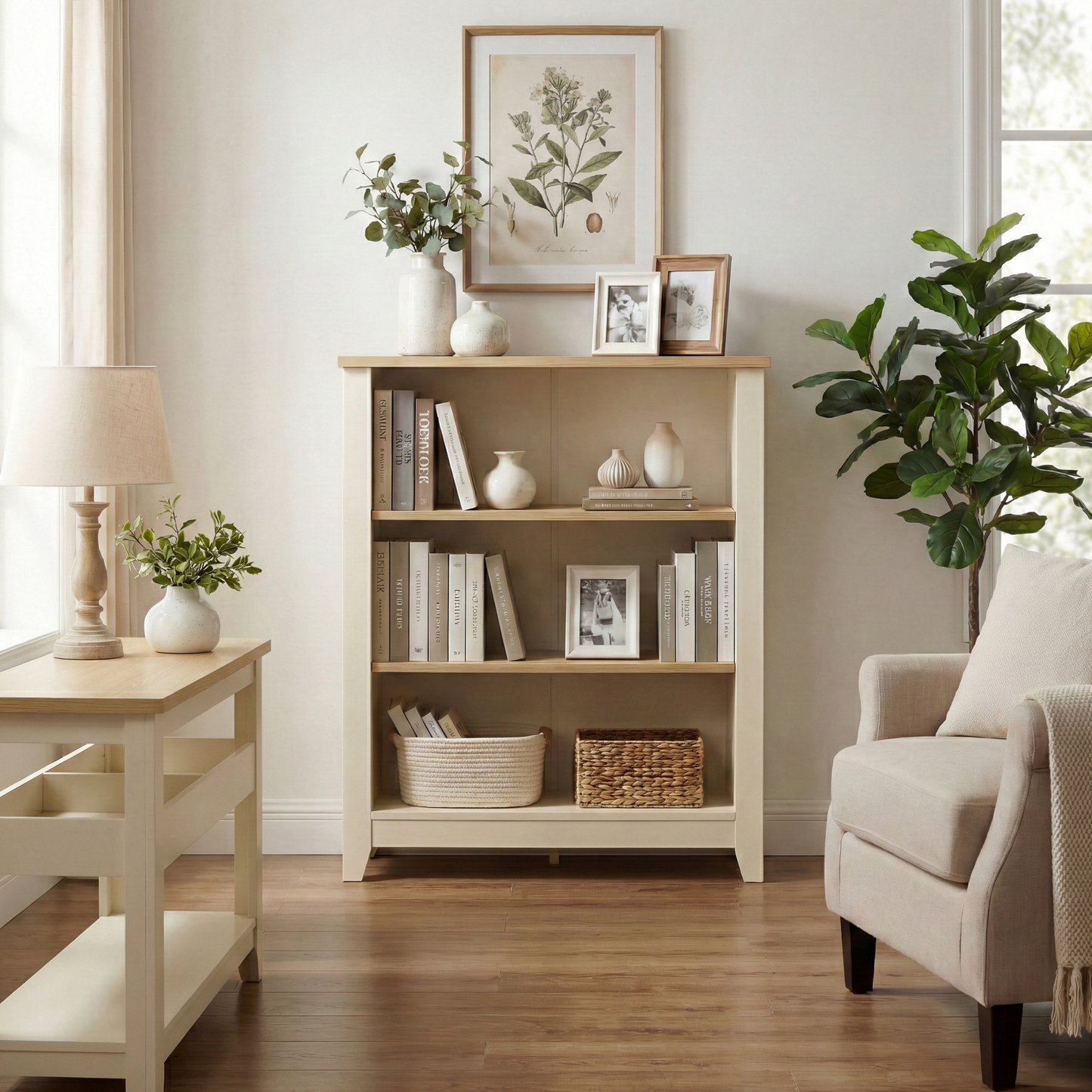 Windsor Bookcase 3 Tier - Ivory