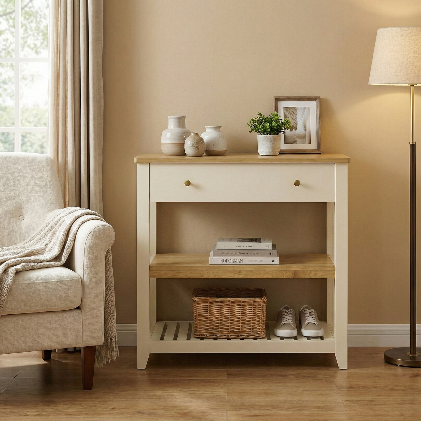 Windsor Console with Drawer - Ivory