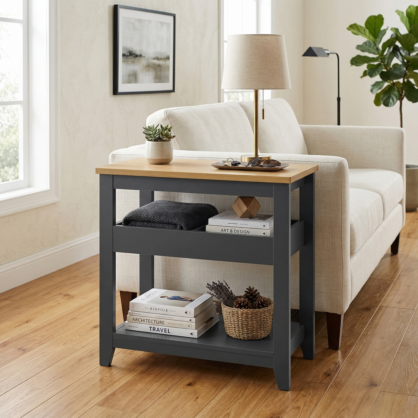 Windsor Sofa Side Table - Grey